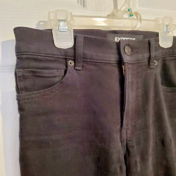 EXPRESS stretch legging high rise jeans Black Distressed Inseam 29.5 size 2R - Picture 2 of 7